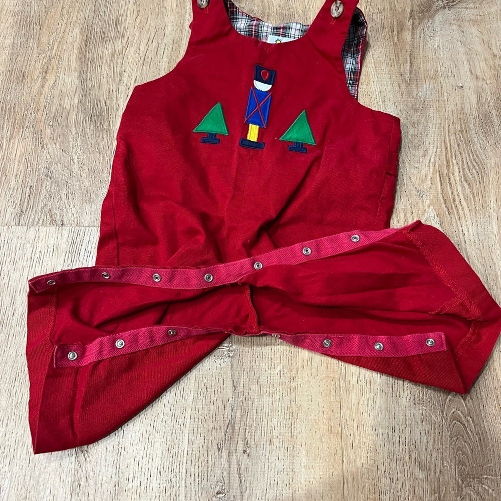 Florence Eiseman Red Overalls‎ with Toy Soldier Design